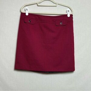 Ann Taylor LOFT Pink Black Houndstooth Mini Pencil Skirt Side Zip Size 12 EUC